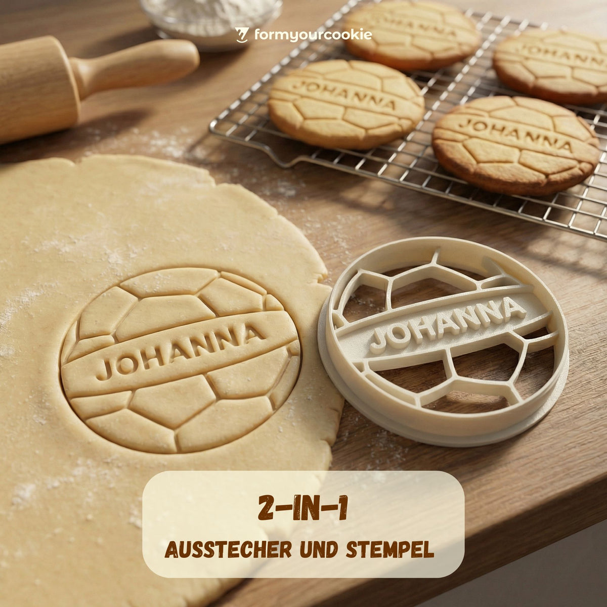 personalisierte Prägung des Fußball mit Name-Keksausstechers