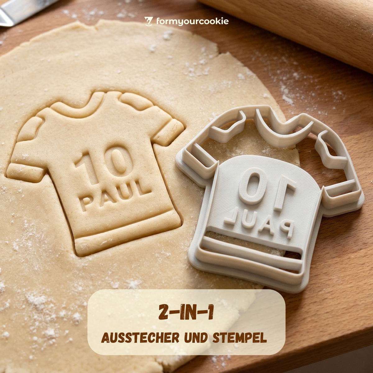 personalisierte Prägung des Trikot mit Name und Nummer-Keksausstechers