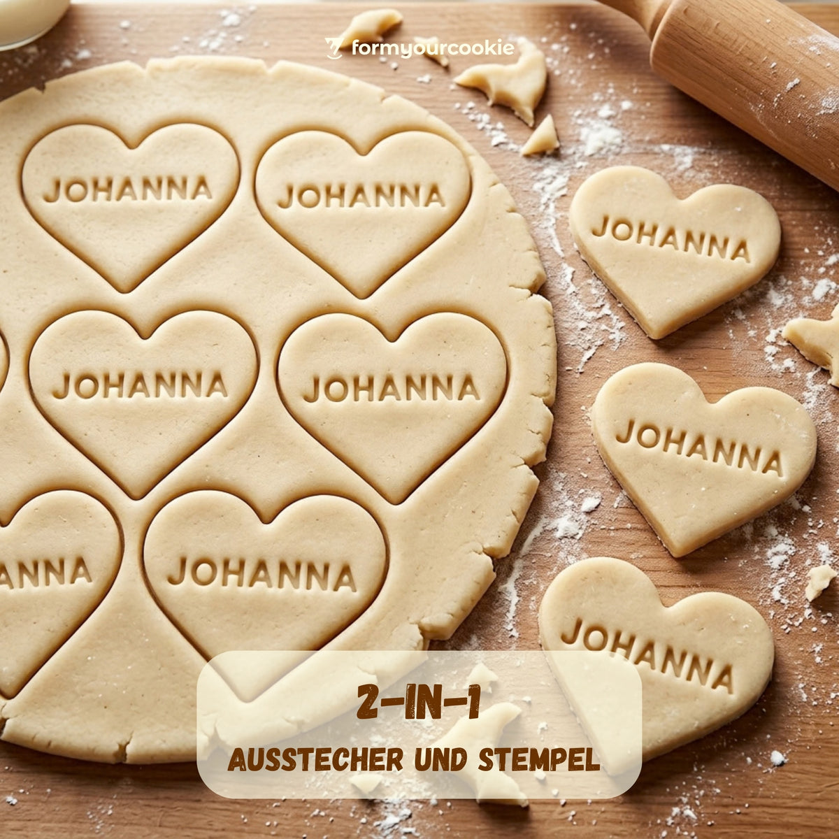 Personalisierter Herz-Keksausstecher – Name oder Initialen 5x5cm