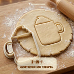 Kakao-Tasse mit Sahne – Weihnachts-Keksausstecher mit Prägung – 7x5cm