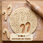 Zuckerstange – Weihnachts-Keksausstecher mit Prägung – 6x3cm