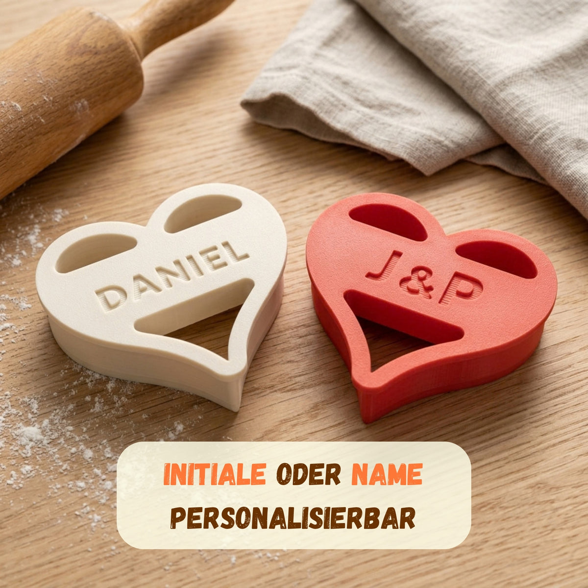 Personalisierter Herz-Keksausstecher – Name oder Initialen 5x5cm