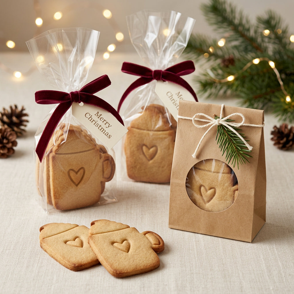 Kakao-Tasse mit Sahne & Herz – Weihnachts-Keksausstecher mit Prägung – 7x5cm