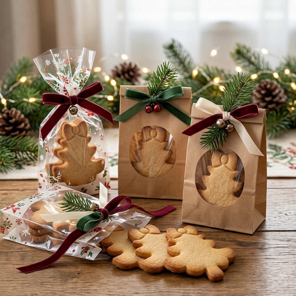 Weihnachtsbaum mit Schleife – Weihnachts-Keksausstecher mit Prägung – 7x5cm