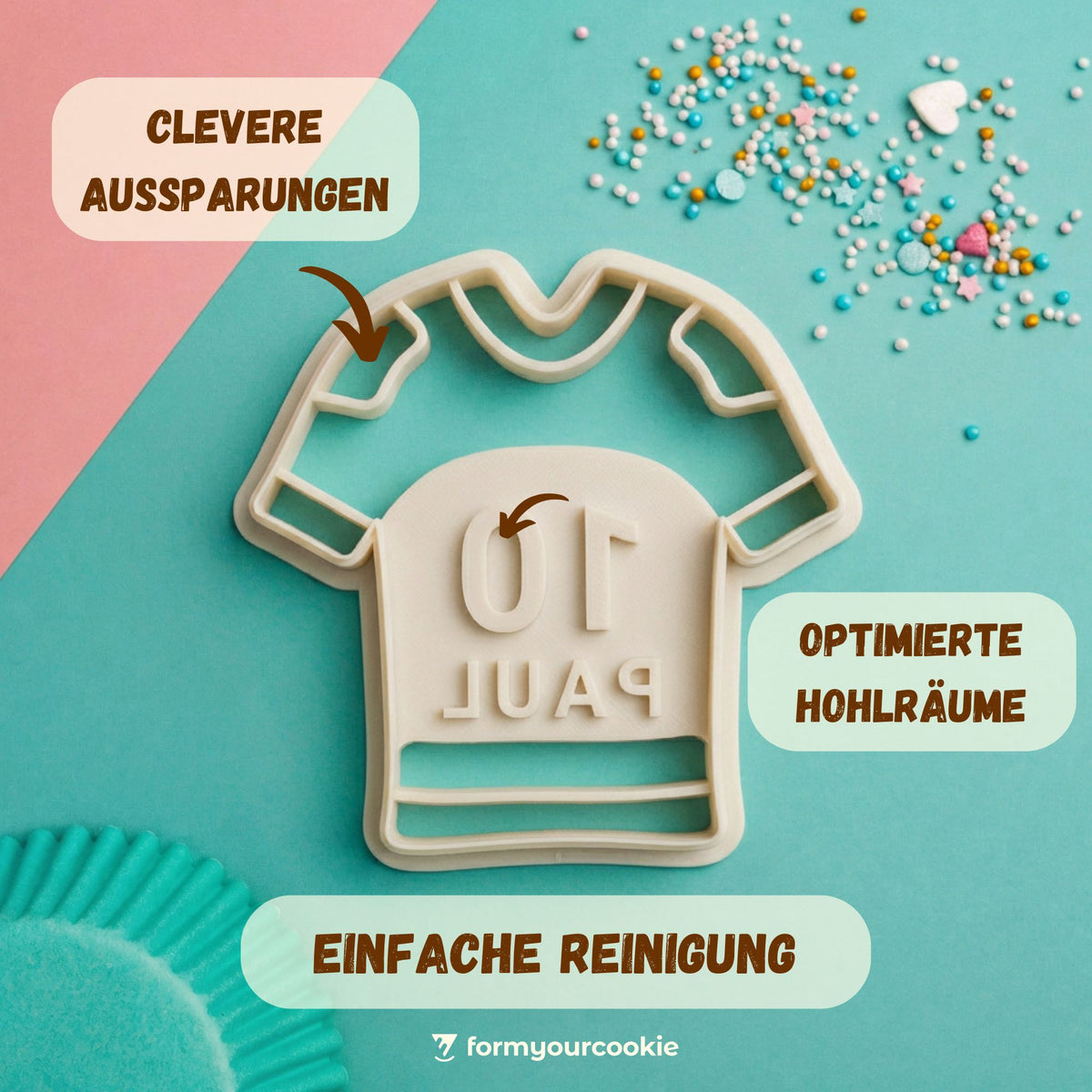 Trikot mit Name und Nummer-Keksausstecher beim Backen