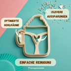 Kakao-Tasse mit Sahne & Herz – Weihnachts-Keksausstecher mit Prägung – 7x5cm