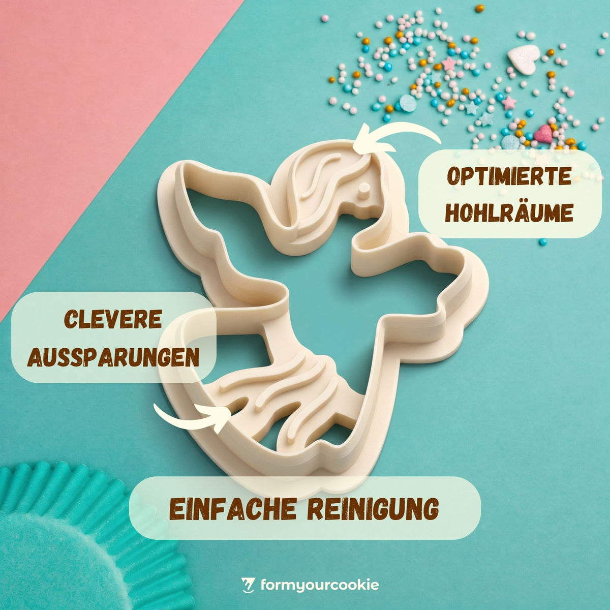 Weihnachtsausstecher-Set: Elch, Engel & Schneeflocke – 6x5cm/5x5cm/6x6cm
