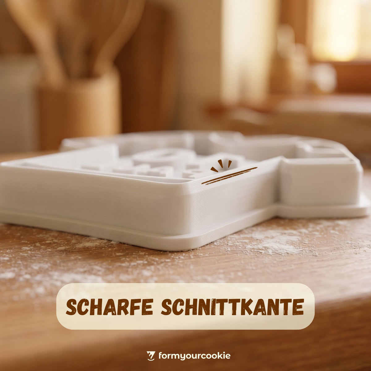 Schnittkante und Prägefläche des Trikot mit Name und Nummer-Keksausstechers