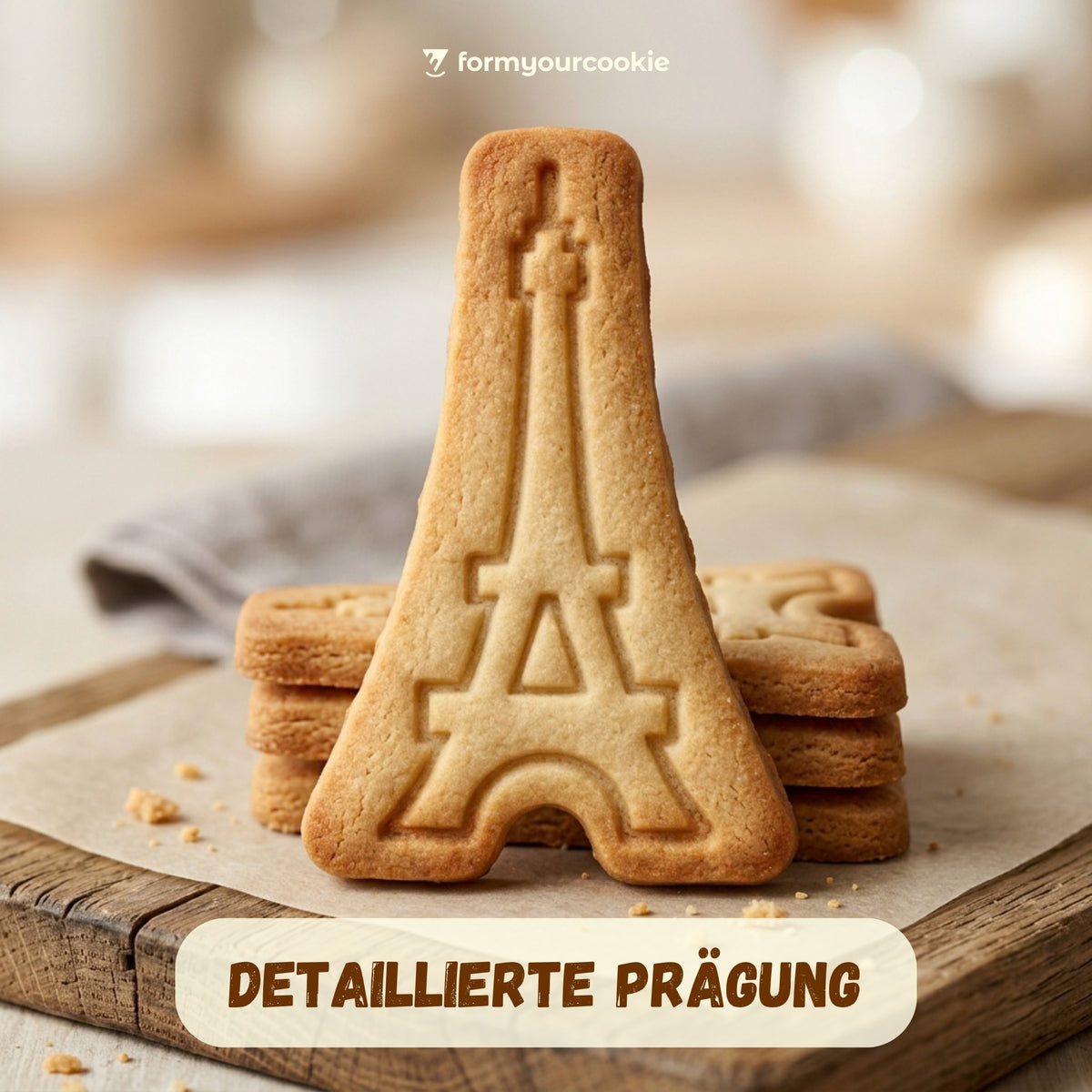 Eiffelturm – Frankreich-Keksausstecher mit Prägung – 7x4cm