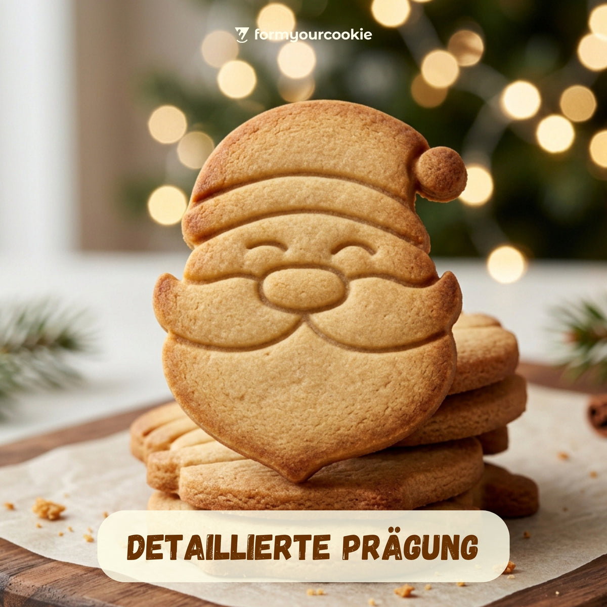 Weihnachtsmann – Weihnachts-Keksausstecher mit Prägung – 6x4cm