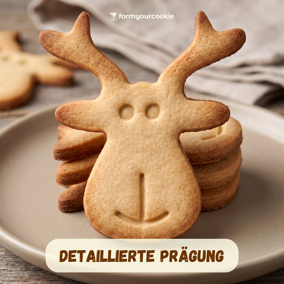 Elchkopf mit Mund – Weihnachts-Keksausstecher – 6x5cm
