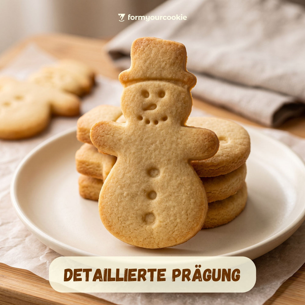 Schneemann – Weihnachts-Keksausstecher mit Prägung – 6x4cm