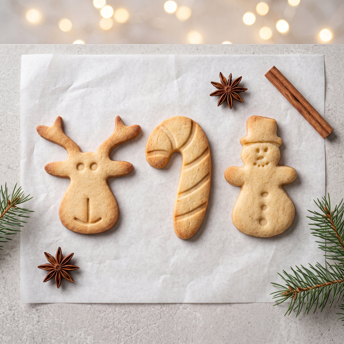 Weihnachtsausstecher-Set: Elch, Zuckerstange & Schneemann – 6x5cm/6x3cm/6x4cm