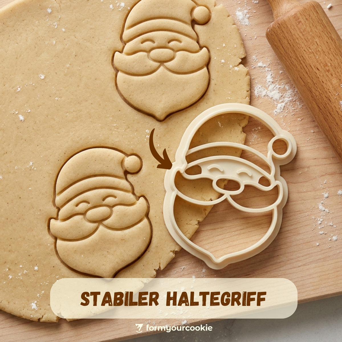 Weihnachtsmann – Weihnachts-Keksausstecher mit Prägung – 6x4cm