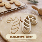 Zuckerstange – Weihnachts-Keksausstecher mit Prägung – 6x3cm