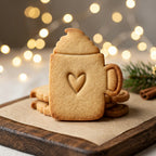 Kakao-Tasse mit Sahne & Herz – Weihnachts-Keksausstecher mit Prägung – 7x5cm