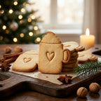 Kakao-Tasse mit Sahne & Herz – Weihnachts-Keksausstecher mit Prägung – 7x5cm