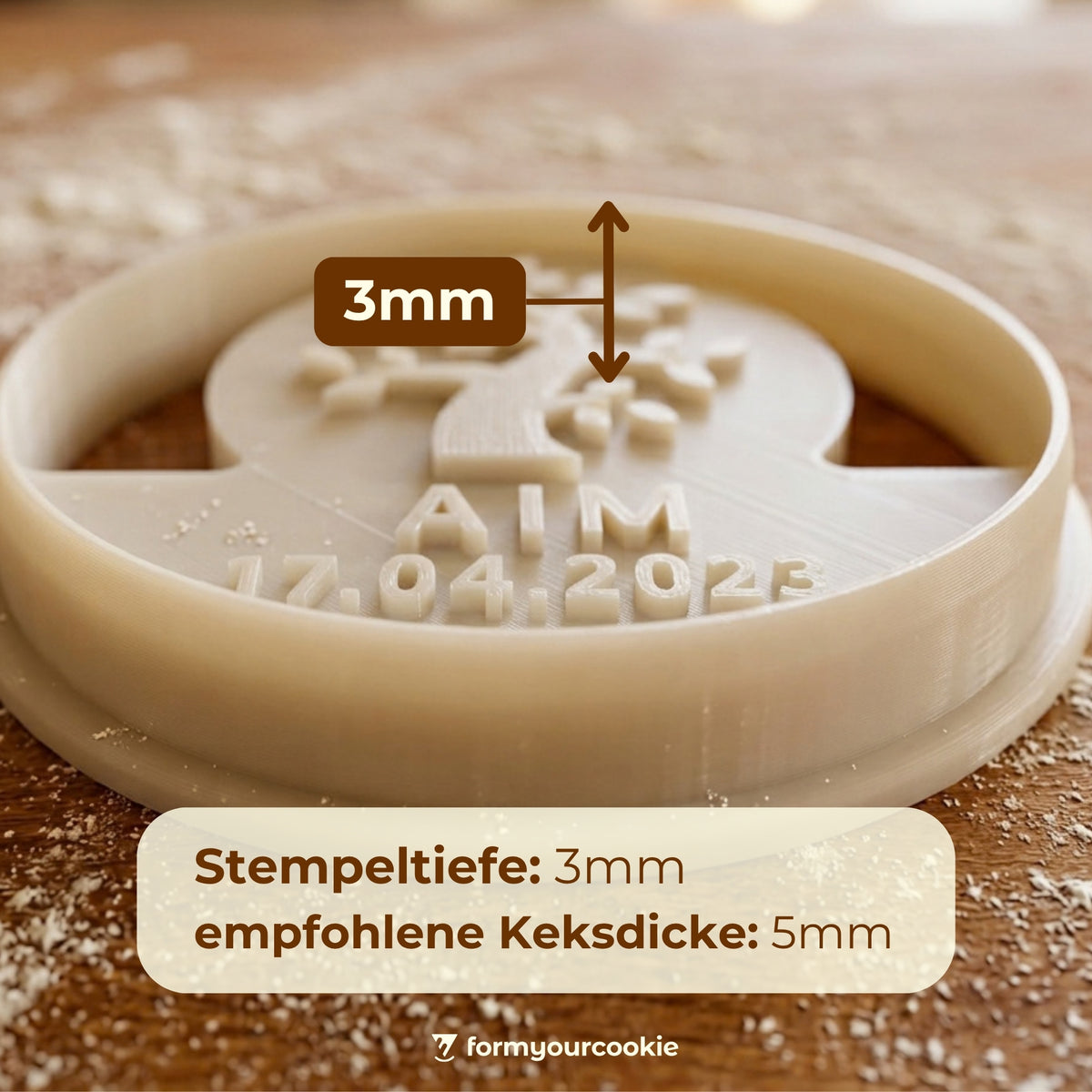 Personalisierter Lebensbaum-Keksausstecher – Name & Datum – 7x7cm