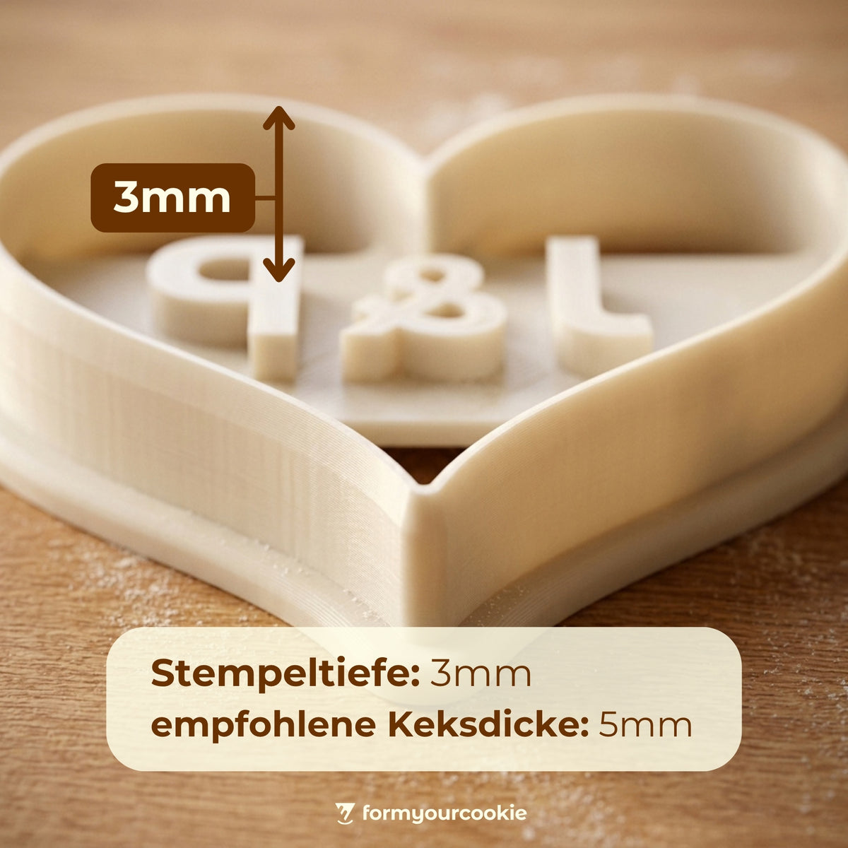 Personalisierter Herz-Keksausstecher – Name oder Initialen 5x5cm