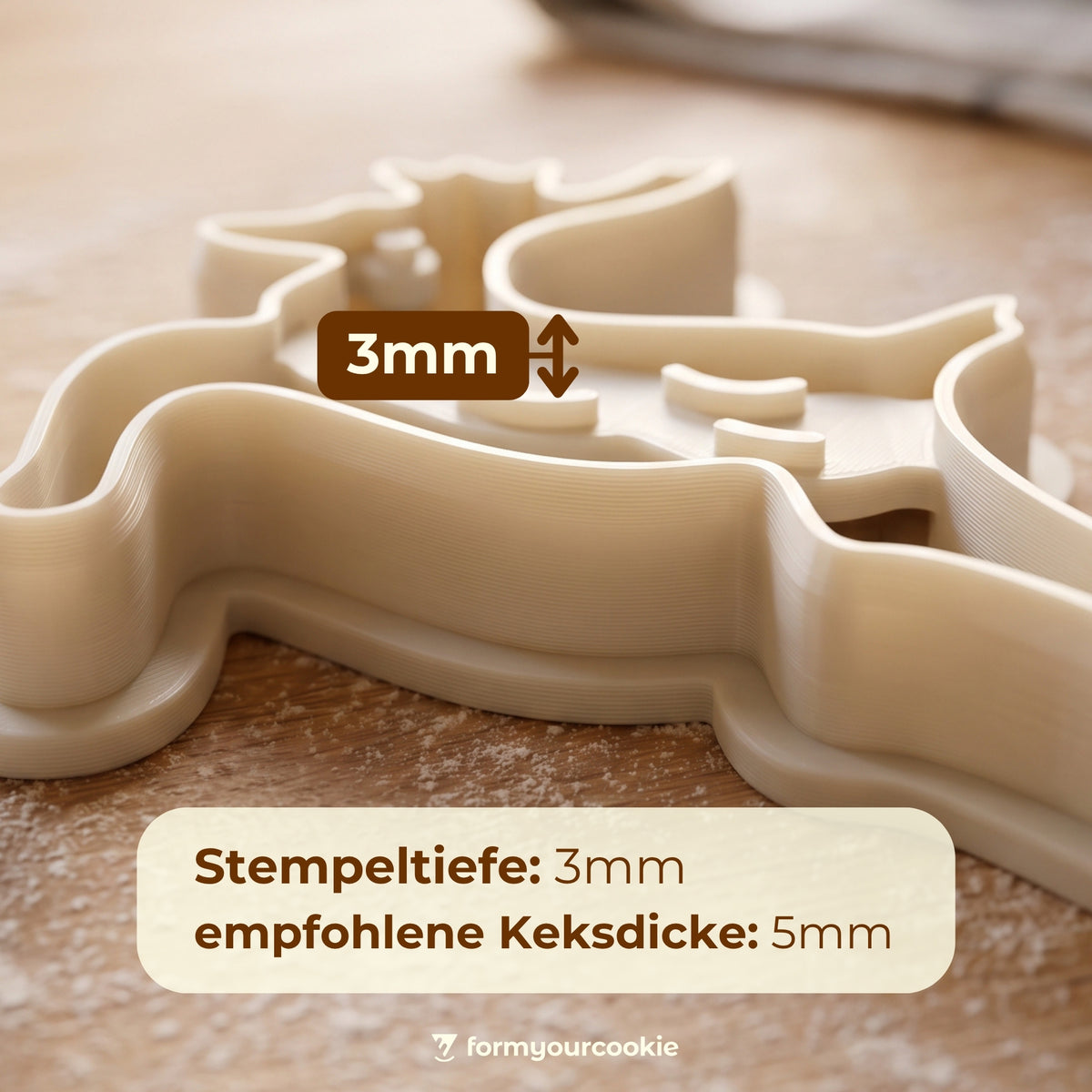 Rentier – Weihnachts-Keksausstecher mit Prägung – 6x6cm