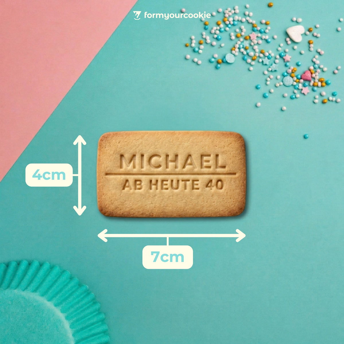 Personalisierter Keksausstecher mit NAME und SPRUCH – 7x4cm