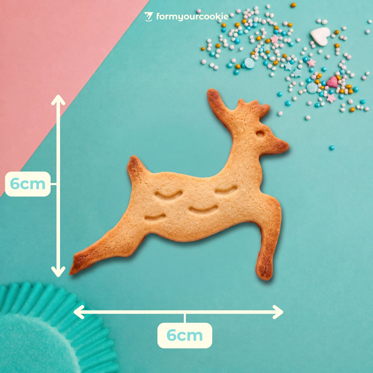 Rentier – Weihnachts-Keksausstecher mit Prägung – 6x6cm