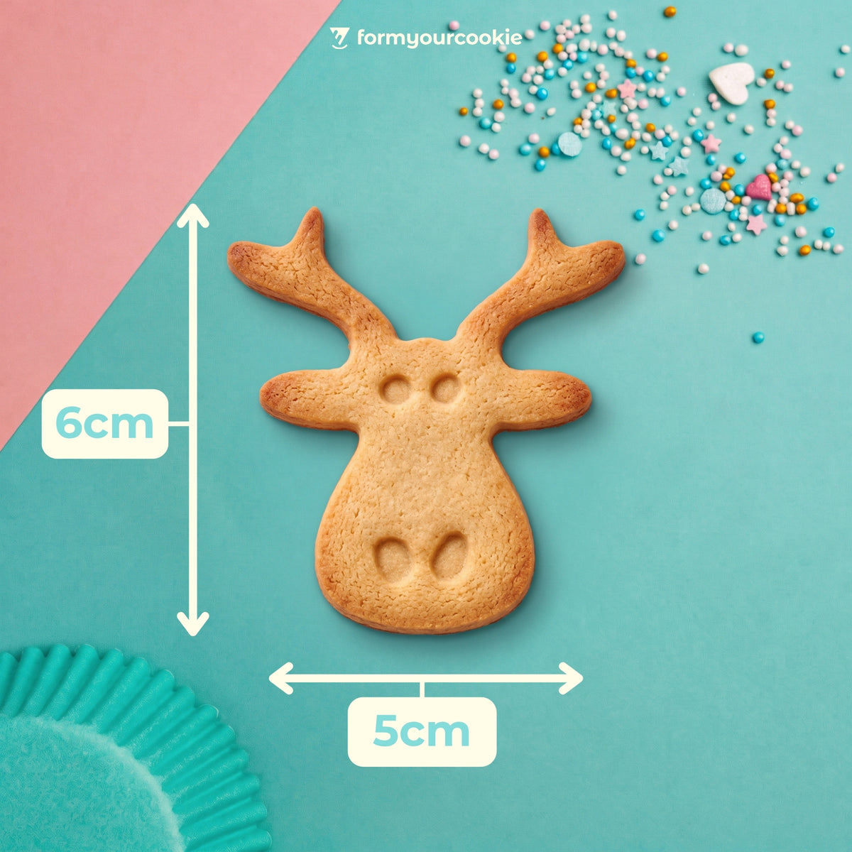 Elchkopf mit Nase – Weihnachts-Keksausstecher – 6x5cm