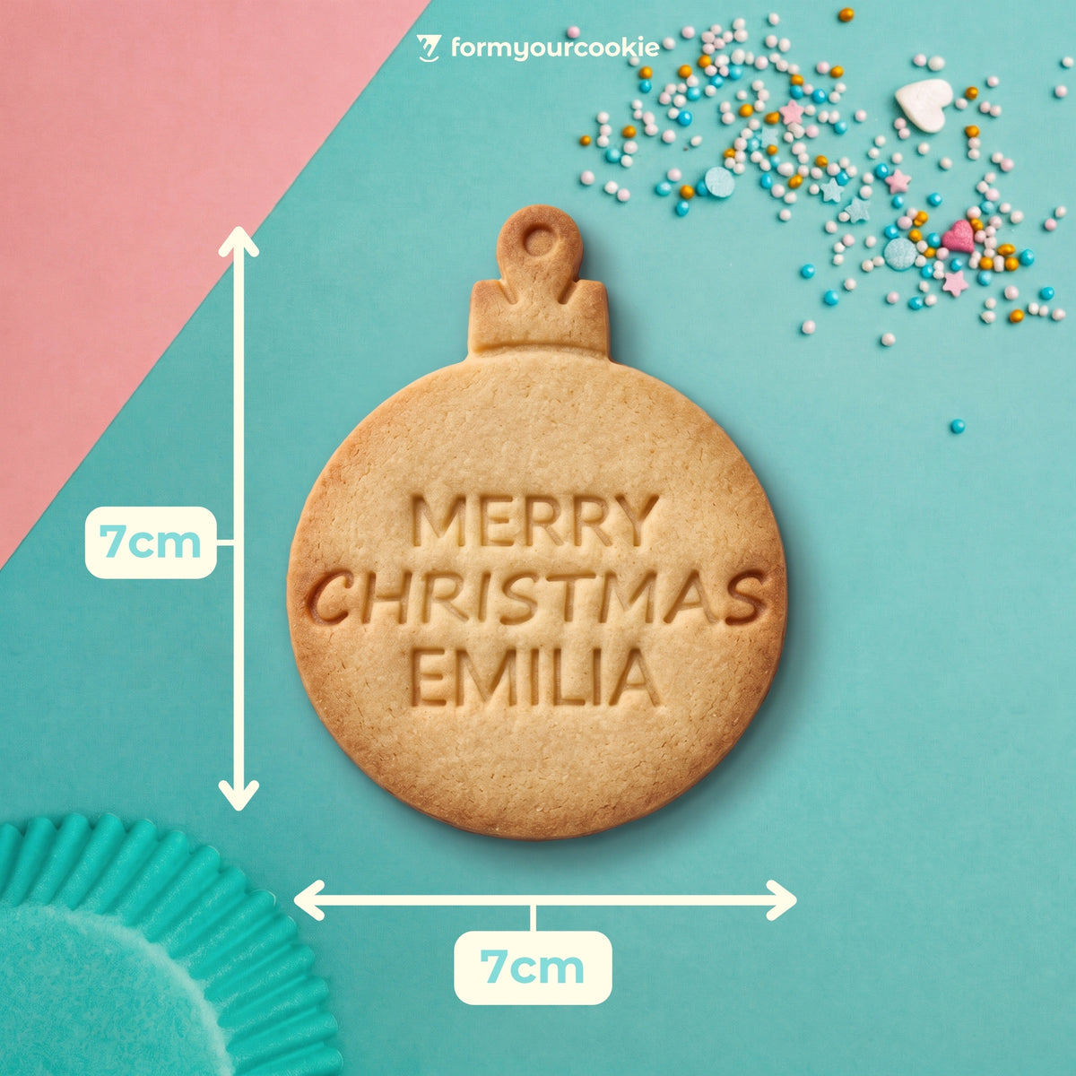 Personalisierte Weihnachtskugel – Keksausstecher mit Name – 7x7cm