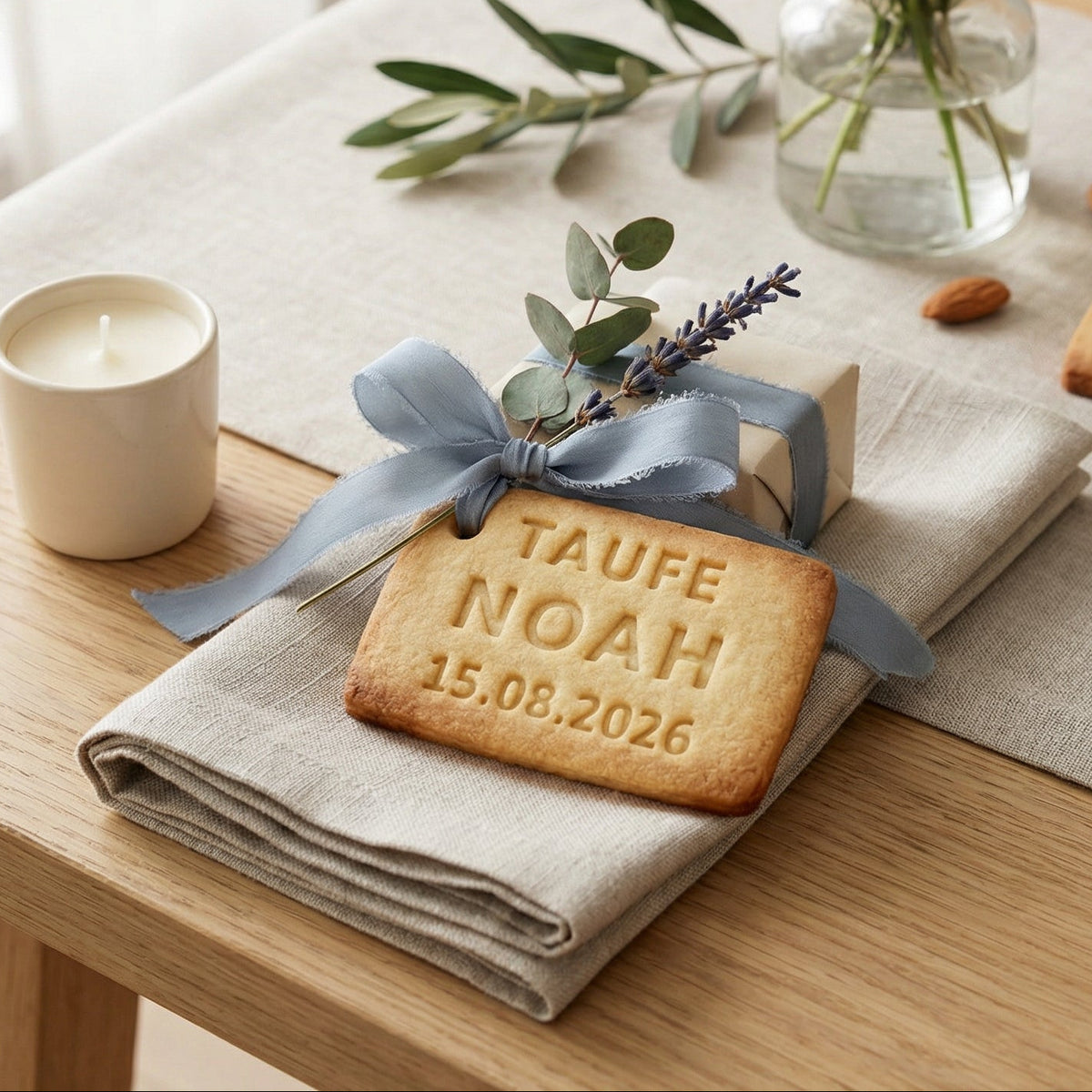 Personalisierter Keksausstecher mit drei Textzeilen – 8x5cm