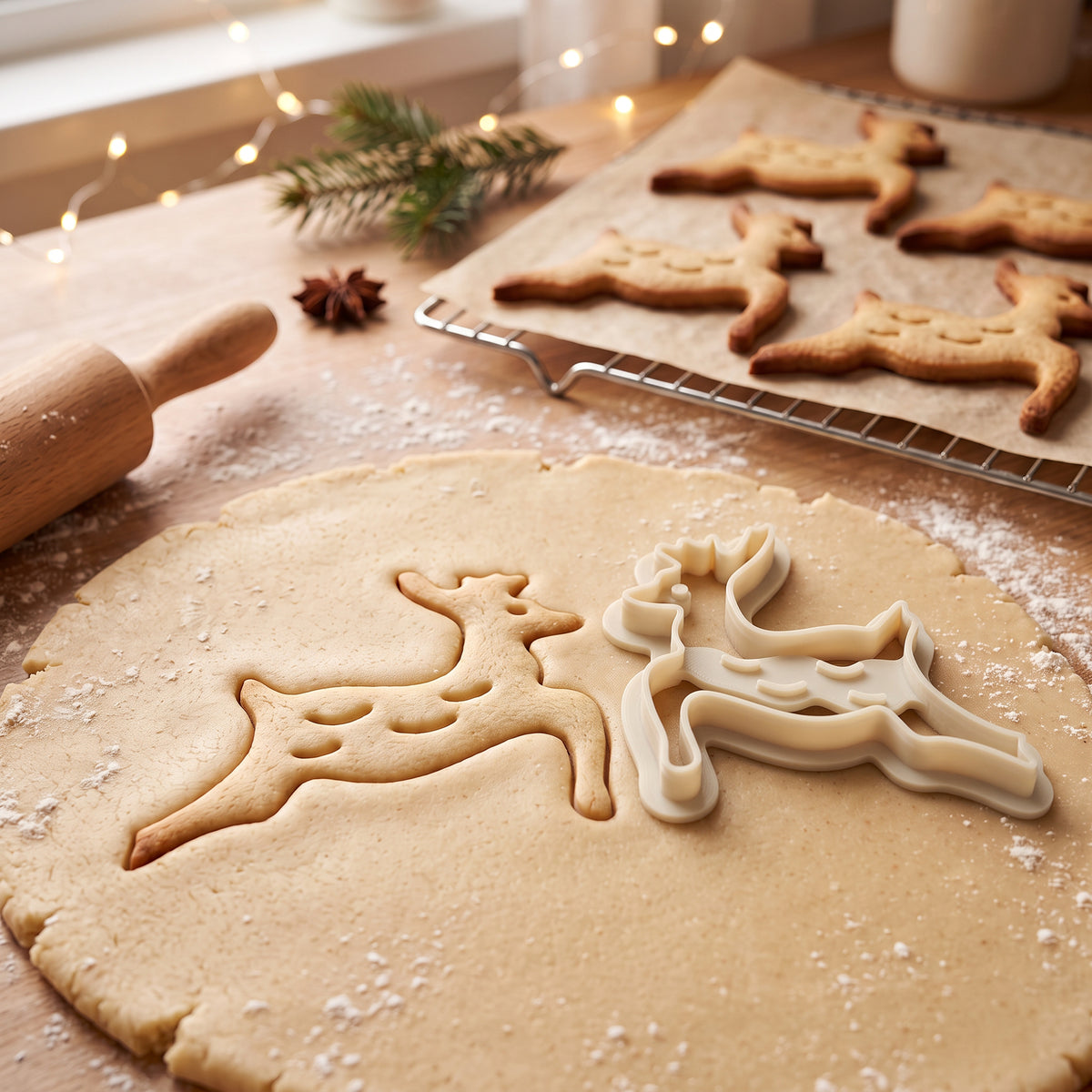 Rentier – Weihnachts-Keksausstecher mit Prägung – 6x6cm
